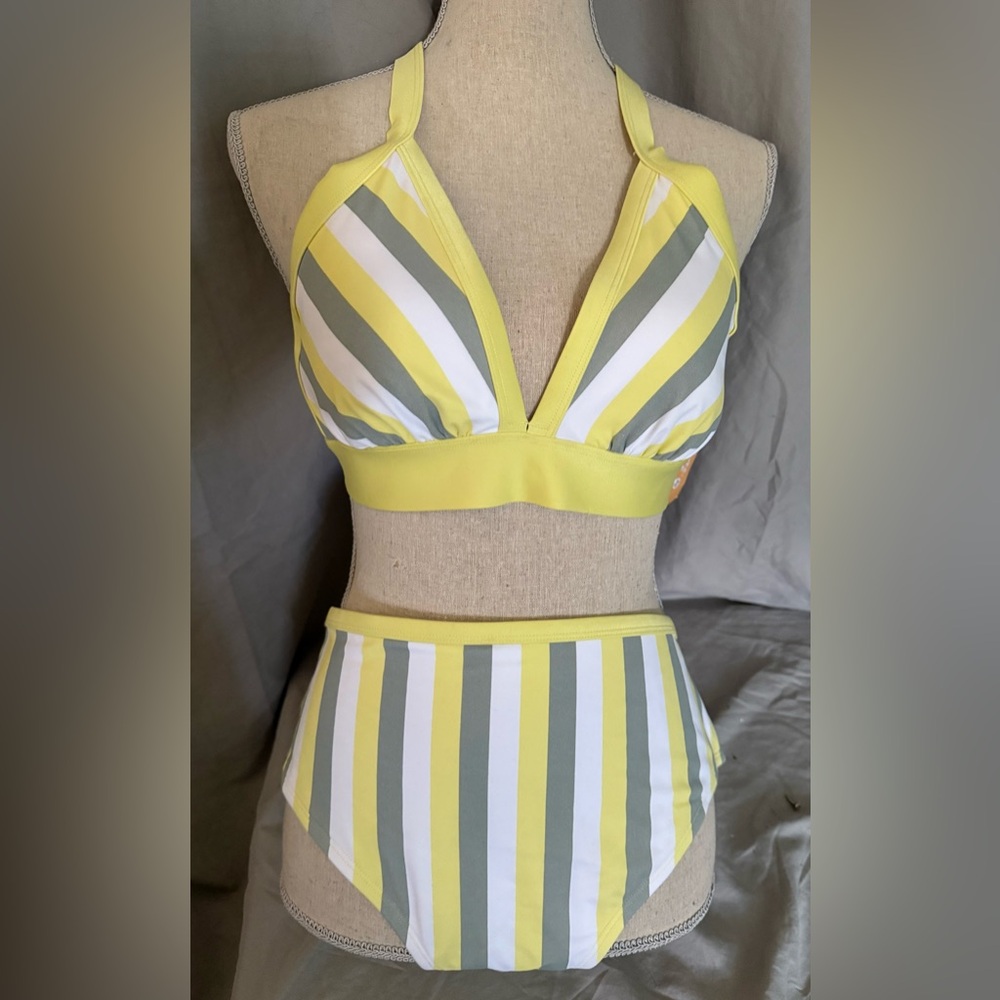 Kona Sol Yellow and White Bikini